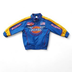 Dickies Vintage Faux Leather Racing Jacket Blue / Multicolor Youth 5 RARE